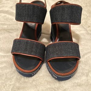 Louis Vuitton Denim Wedge Sandal